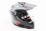 Шлем кроссовый/эндуро/АТV со стеклом BLD-819-7 М (57-58см),  ЧЕРНЫЙ/СЕРО-КРАСНЫЙ - 1
