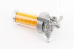 Кран топливный + фильтр в пластмассовом, прозрачном корпусе (вход/выход в сторону) - 1
