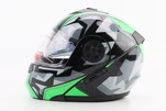 Шлем модуляр, закрытый с откидным подбородком+откидные очки BLD-159 М (57-58см), ЧЕРНО-ЗЕЛЕНЫЙ - 4