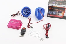 АУДІО-блок (МРЗ-USB / SD, FM-радіо, пультДУ, сигналізація) + колонки 2шт (сині)