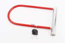 Замок протиугінний U-подібний 175x290 (120х250)мм, товщина скоби 10мм під ключ, червоний