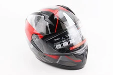 Шолом інтеграл, закритий (сертифікація DOT)+відкидні окуляри BLD-M67 М (57-58см), ЧОРНИЙ/ЧЕРВОНО-СІРИЙ