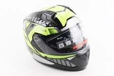 Шолом інтеграл, закритий (сертифікація DOT)+відкидні окуляри BLD-M67 L (59-60см), ЧОРНИЙ/НЕОНОВО-ЗЕЛЕНИЙ