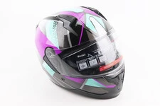 Шолом інтеграл, закритий (сертифікація DOT)+відкидні окуляри BLD-M67 L (59-60см), ЧОРНИЙ/ФІОЛЕТОВО-БІРЮЗОВИЙ