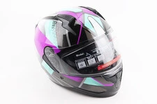 Шолом інтеграл, закритий (сертифікація DOT)+відкидні окуляри BLD-M67 М (57-58см), ЧОРНИЙ/ФІОЛЕТОВО-БІРЮЗОВИЙ