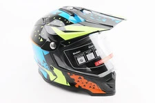 Шолом кросовий/ендуро/АТV зі склом BLD-819-7  S (55-56см), ЧОРНИЙ/ЖОВТО-СИНІЙ