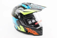 Шолом кросовий/ендуро/АТV зі склом BLD-819-7  М (57-58см), ЧОРНИЙ/ЖОВТО-СИНІЙ