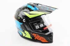 Шолом кросовий/ендуро/АТV зі склом BLD-819-7 L (59-60см), ЧОРНИЙ/ЖОВТО-СИНІЙ
