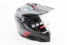 Шолом кросовий/ендуро/АТV зі склом BLD-819-7 L (59-60см), ЧОРНИЙ/СІРО-ЧЕРВОНИЙ
