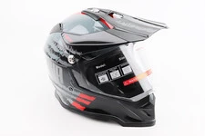 Шолом кросовий/ендуро/АТV зі склом BLD-819-7 S (55-56см), ЧОРНИЙ/СІРО-ЧЕРВОНИЙ
