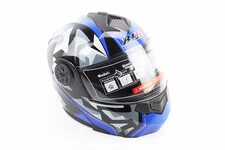 Шолом модуляр, закритий з відкидним підборіддям+відкидні окуляри BLD-159 М (57-58см), ЧОРНО-СИНІЙ