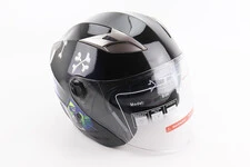 Шолом відкритий+відкидні окуляри BLD-708 S (55-56см), ЧОРНО-СИНІЙ "Bulldog"