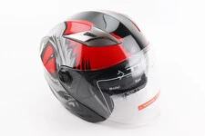 Шолом відкритий+відкидні окуляри BLD-708 М (57-58см), ЧОРНО-ЧЕРВОНИЙ "Raptor"