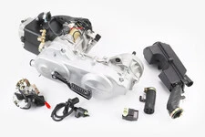 Двигун скутерний в зборі 4Т-80куб (короткий варіатор, довгий вал) + карбюратор, комутатор, котушка запалювання, повітряний фільтр