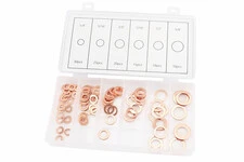 Набор шайб медных (6х10х1, 8х14х1, 10х16х1, 12х16х1,5, 14х20х2, 16х22х1,5) 6 видов, 110шт