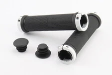 Ручки руля 130мм с зажимом Lock-On с двух сторон, чёрно-белые FL-426