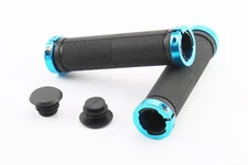 Ручки руля 130мм с зажимом Lock-On с двух сторон, чёрно-синие FL-426