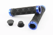 Ручки руля 130мм с зажимом Lock-On с двух сторон, чёрно-синие TPE-093