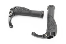 Ручки руля 140мм с зажимом Lock-On, эргономичные с рожками, чёрные