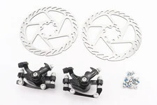 Гальмо Disk-brake переднє (F160/R140мм)+заднє (F180/R160мм), диски 160мм, кріпл. 6 болтів, чорні DX-2012