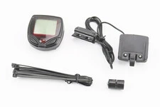 Велокомп'ютер 15-функцій, дротовий, чорний (без батарейок)