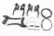 Тормоз V-brake 110мм (2 колеса) с ручками, тросами, чёрный, HJ-805AD