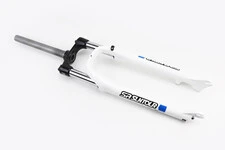 Вилка 27,5" амортизаційна, без різьби 1-1/8" (28,6мм), шток 255мм, з ходом 80мм, Disk-brake, Preload, алюмінієва, біла XCE 28