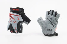 Перчатки дитячі без пальців (7-8 років) з м'якими вставками під долоню, чорно-сіро-червоні SKG-1553