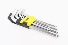 Набор Г-образных ключей удлиненных с шарообразным наконечником HEX (1,5/2/2,5/3/4/5/6/8/10мм) CrV 75-0957