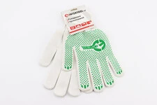 Перчатки рабочие 60% хлопок/40% полиэстер 10", класс вязки 7, белый, с платировкою, зеленая ПВХ точка SP-0126