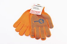 Перчатки рабочие 60% хлопок/40% полиэстер 10", класс вязки 7, оранжевый, с платировкою, синяя ПВХ точка SP-0135