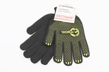 Перчатки рабочие 60% хлопок/40% полиэстер 10", класс вязки 7, черный, с платировкою, желтая ПВХ точка SP-0125