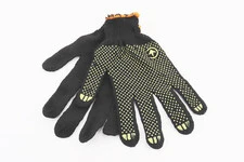 Перчатки рабочие 60% хлопок/40% полиэстер 10", класс вязки 7, черный, желтая ПВХ точка SP-0138