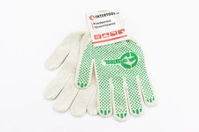 Перчатки рабочие 70% хлопок/30% полиэстер 10", класс вязки 10, белый, зеленая ПВХ точка SP-0133