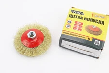 Щітка конусна М14 D-100мм з латунованого рифленого дроту 19-8110