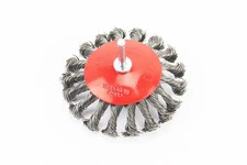Щітка конусна зі стрижнем 1/4" D-100мм з плетеного дроту 19-9310