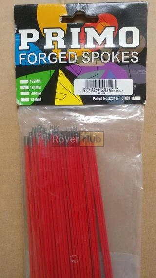 Спицы Primo Forged _182мм_, 50шт, спиц красных + 50шт ниппелей латунных 14мм