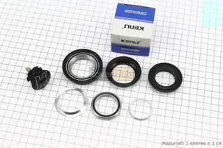 Рульова колонка 1-1/8&quot;x1,5&quot; (44/28,6x50,6/33) безрізьбової вилки, напівінтегровані, пром-підшипники, чорні