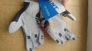 Рукавички сіро-червоні Giant на липучці зі шкіряними вставками вело, М