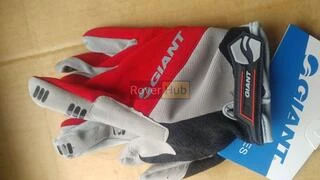 Рукавички сіро-червоні Giant на липучці зі шкіряними вставками вело, М