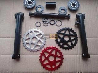 Велосипедна система KHE bikes 4130 Cr-Mo шатуни + USA каретка на промах + комплект 3 зірки різних кольорів