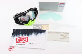 Очки кроссовые/эндуро/АТV со сменным стеклом+защитная пленка 1шт+набор для ухода, черно-салатовые (зеркальное