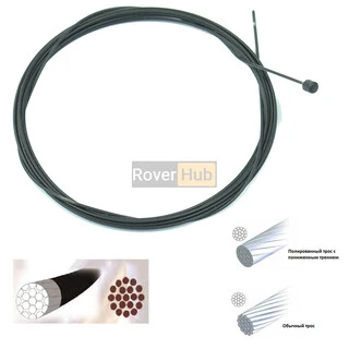 Нержавіючий тросик перемикання з тефлоновым покрытием Sheng-An, чорний, 1шт.