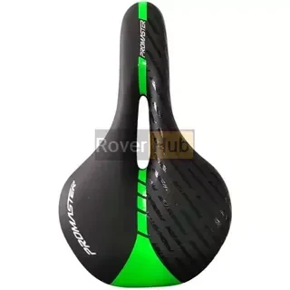 Седло узкое спортивное MTB PROMASTER черно-зелёное