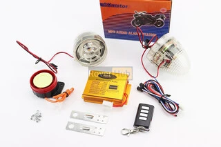 АУДІО-блок (МРЗ-USB / SD + FM-радіо + пультДУ + сигналізація) + колонки 2шт (прозорі з &quot;світломузикою&quot;)