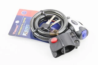 Замок протиугінний тросовий 1000х12мм під ключ, кріплення за трубу сидіння, TY555