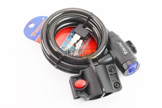 Замок протиугінний тросовий 1200х12мм під ключ, кріплення за трубу сидіння, TY586E