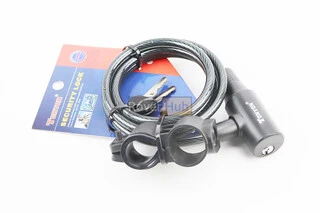 Замок протиугінний тросовий 1500х8мм під ключ, кріплення за трубу сидіння, TY505