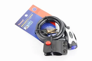 Замок протиугінний тросовий 1500х8мм під ключ, кріплення за трубу сидіння, TY555