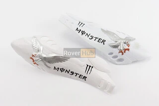 УЦІНКА РІЗНЕ Захист для рук лів., прав. к-кт 2шт "MONSTER ENERGY" БІЛИЙ тип2 (немає кріплень, подряпини на пластику, див. фото)